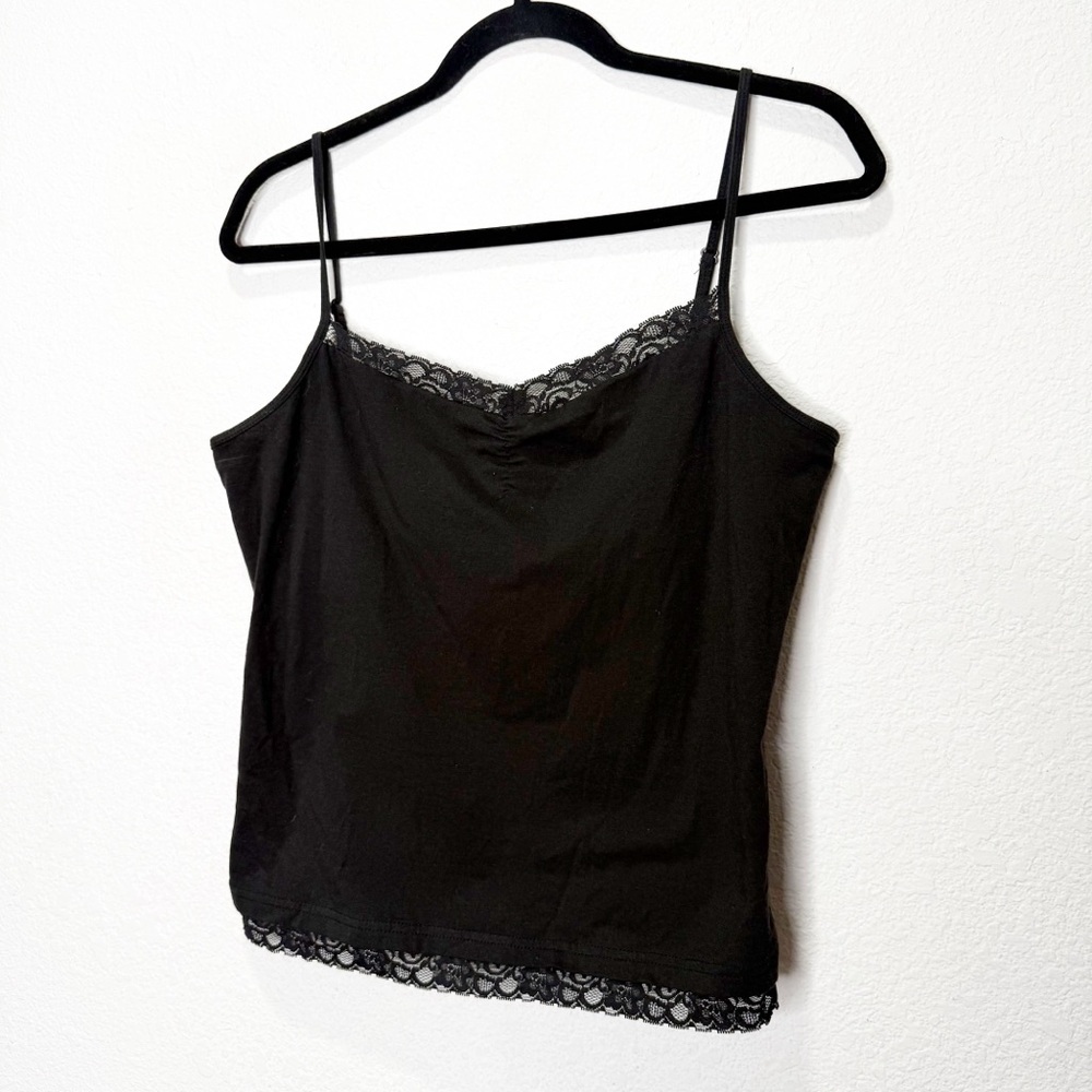 Vintage y2K Faded Glory Lace Spaghetti Strap Shelf bra Cami Tank Top